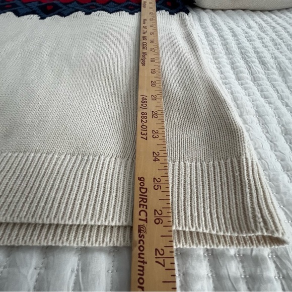 Chaps Women’s Sweater Large Oversized Off-white Knit Ski Fair-Isle Blue Red Soft - Picture 5 of 9